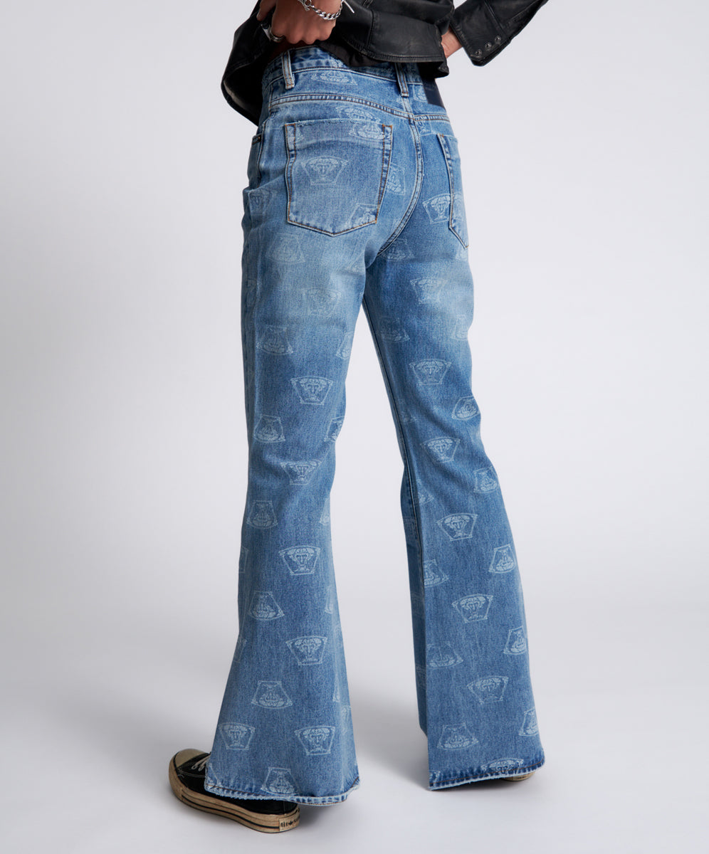 Marines Mid Waist Flared Denim Jeans | Medusa