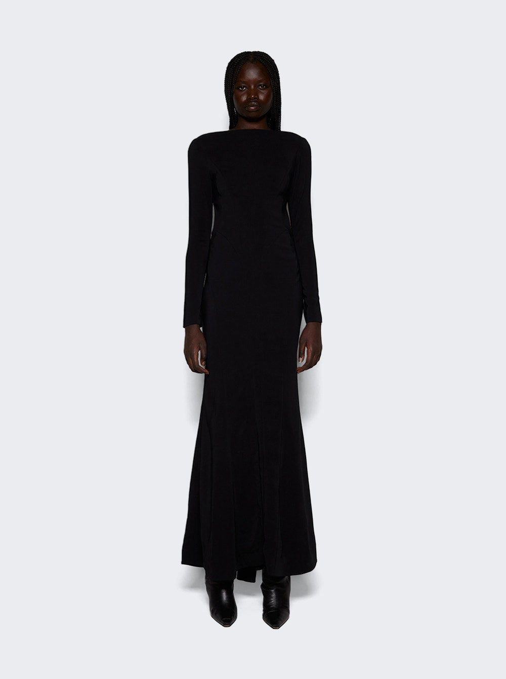 Women | Mugler | Backless Buckled Crepe Gown | Black