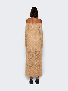 Women | Rabanne | Sequin-embroidered Lace Dress Raffia Beige