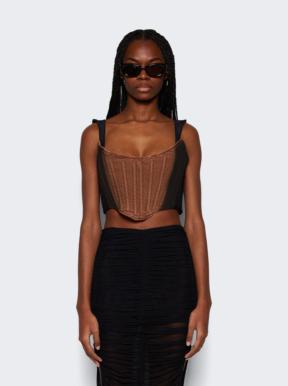 Women | Mugler | Bi Material Corset Cinnamon | Brown