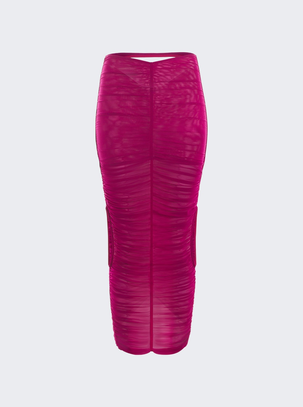 Women | Mugler | Ruched Mesh Skirt | Magenta