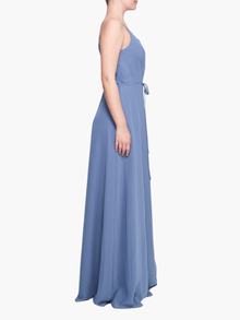 Sessa V-Neck Drape Gown | Slate Blue