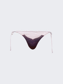 Women | Jean Paul Gaultier | Cartouche Printed Bikini Bottom | Burgundy