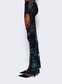 Women | Jean Paul Gaultier | Mesh Flare Pants | Blue Pigalle Print