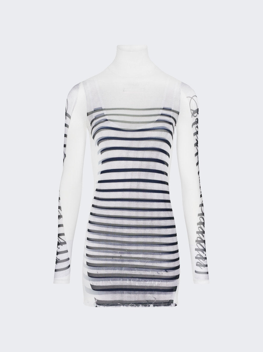 Women | Jean Paul Gaultier | Feathers Mariniere Short Dress | White & Black
