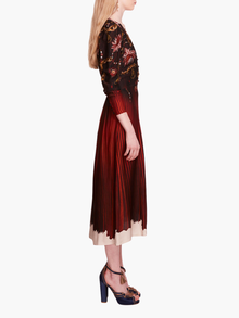 Viscose Georgette V-Neck Midi Dress | Orange Multi