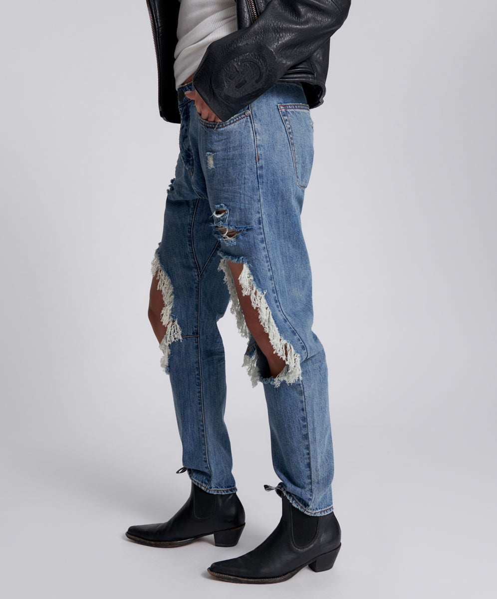 Saints Low Waist Boyfriend Denim Jeans | Johnny Blue