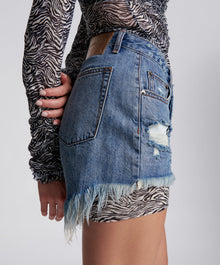 Le Wolves Mid Waist Mid Length Denim Shorts | Johnny Blue