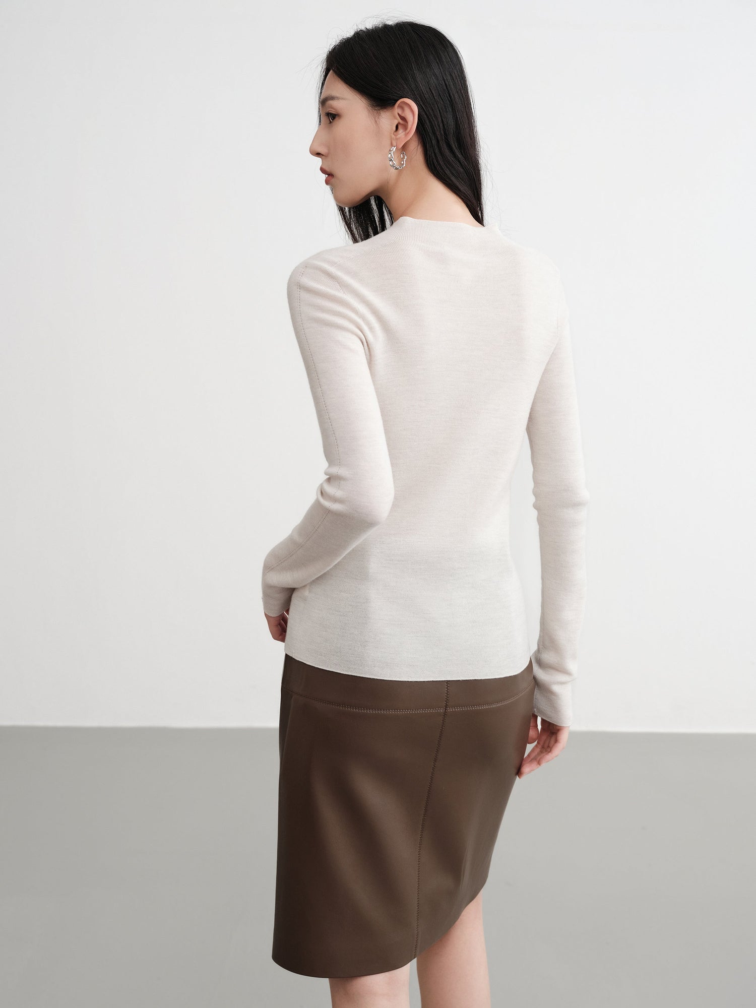Wool Knit Top Sweater | White