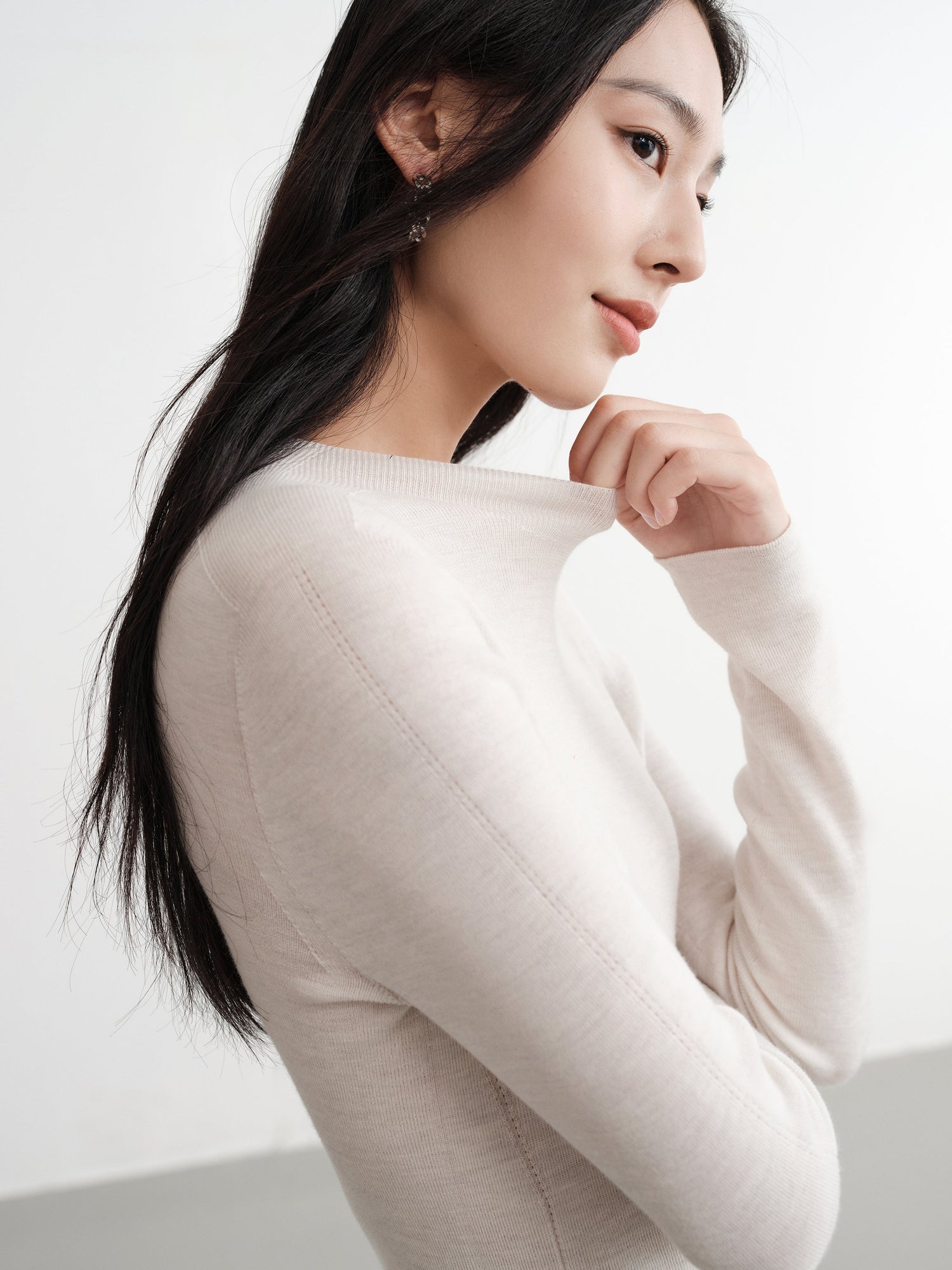 Wool Knit Top Sweater | White