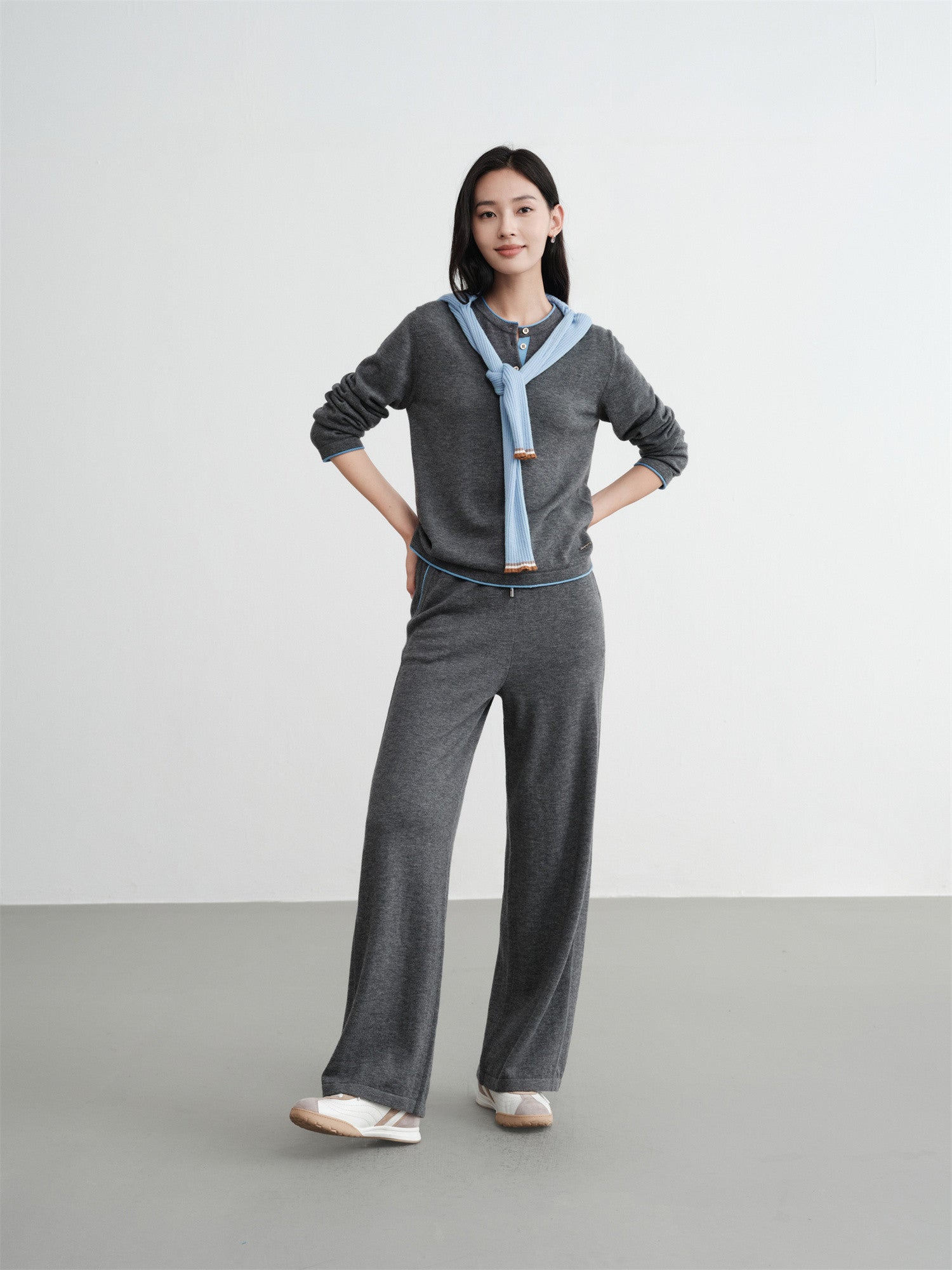 Cashmere Straight Pants | Grey