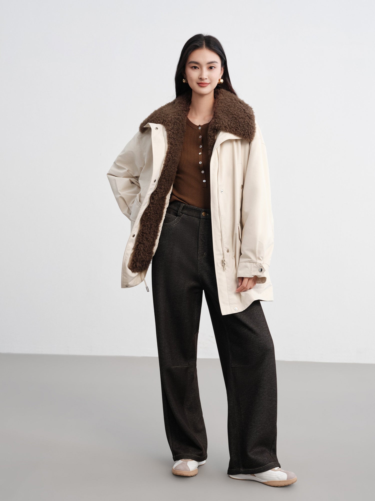 Wool Light Warm Parka | White