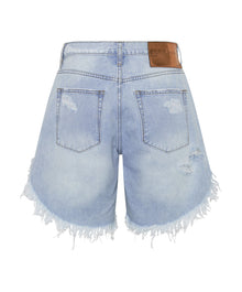 Frankies Low Waist Long Length Denim Shorts | Blue Latte