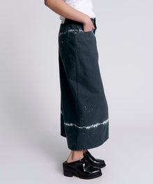 Rocko Mid Waist Long Length Denim Skirt | Black Magic