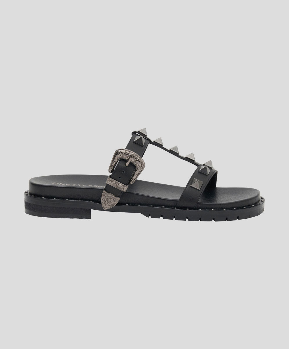 Studded Elise Slides | Black