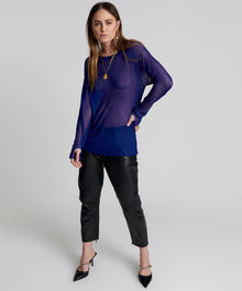 Amity Sheer Rib Longsleeve Sweater | Cobalt