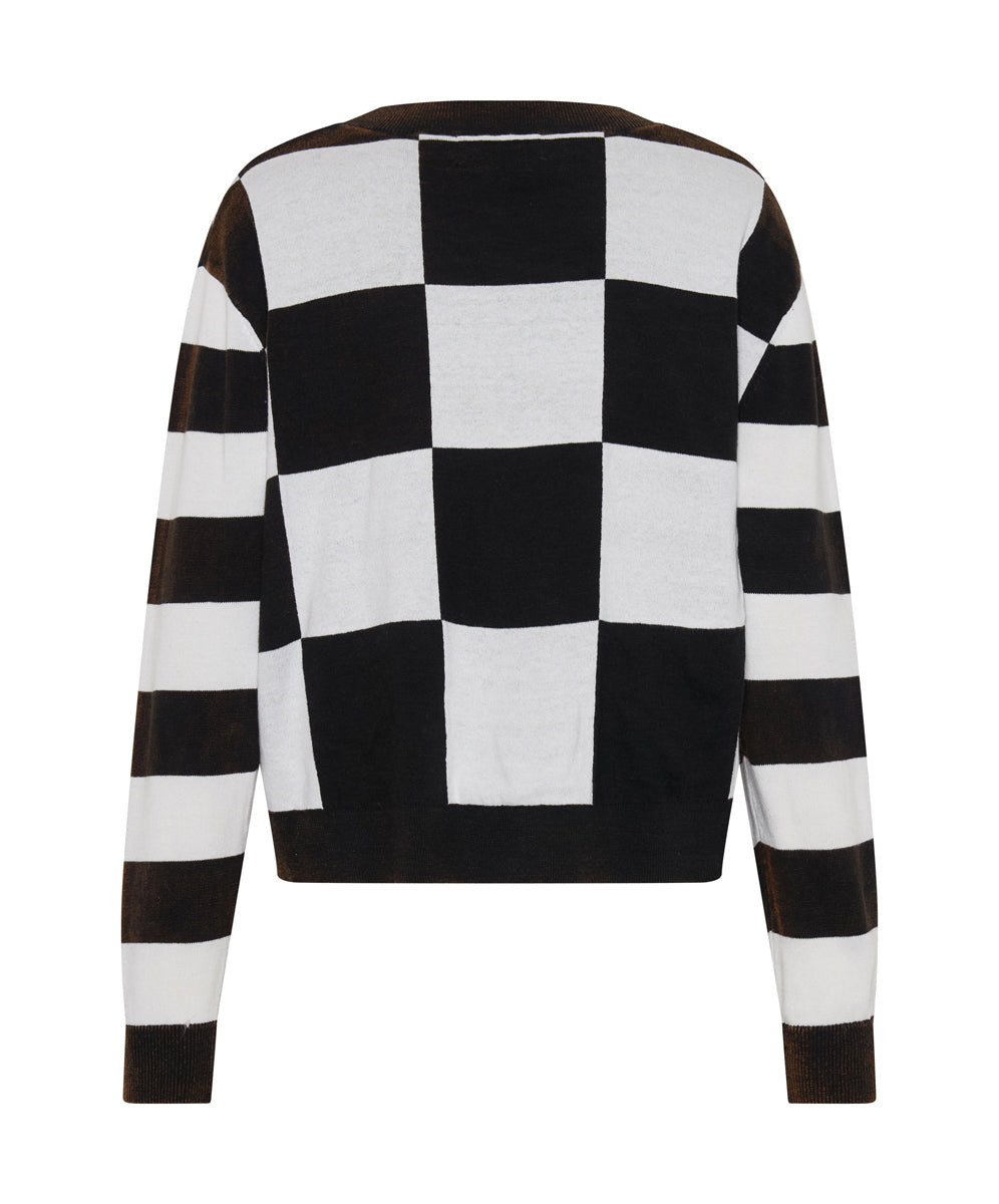 Scoreboard Smiley Knit Sweater | Black White