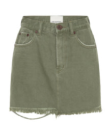 2020 High Waist Mini Denim Skirt | Military Khaki