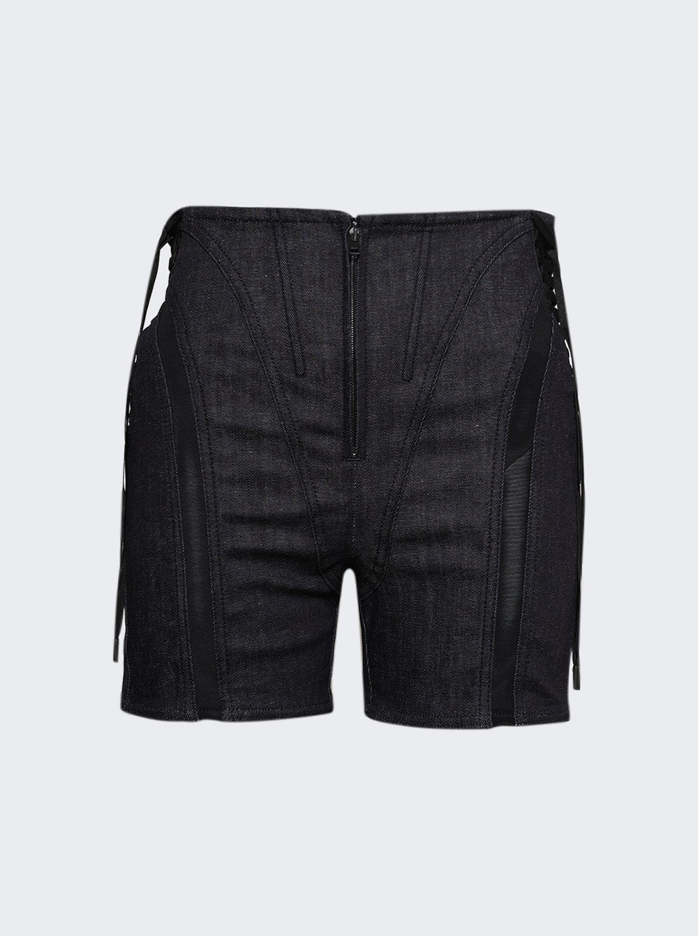 Women | Mugler | Mesh Laced Up Shorts Blue And Black