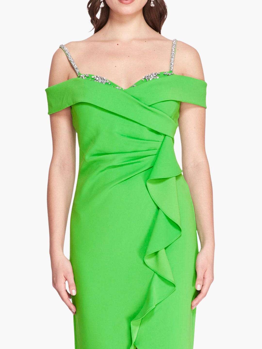 Off Shoulder Draped Midi Dress | Lime