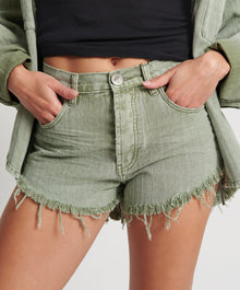 Outlaws Low Waist Mid Length Denim Shorts | Khaki