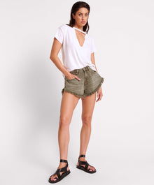 Scouts High Waist Flippy Denim Shorts | Old Khaki