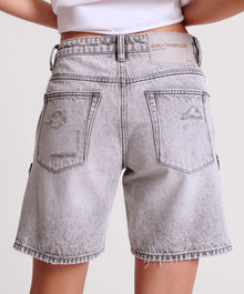 Jacksons Mid Waist Wide Leg Denim Shorts | Slate Acid