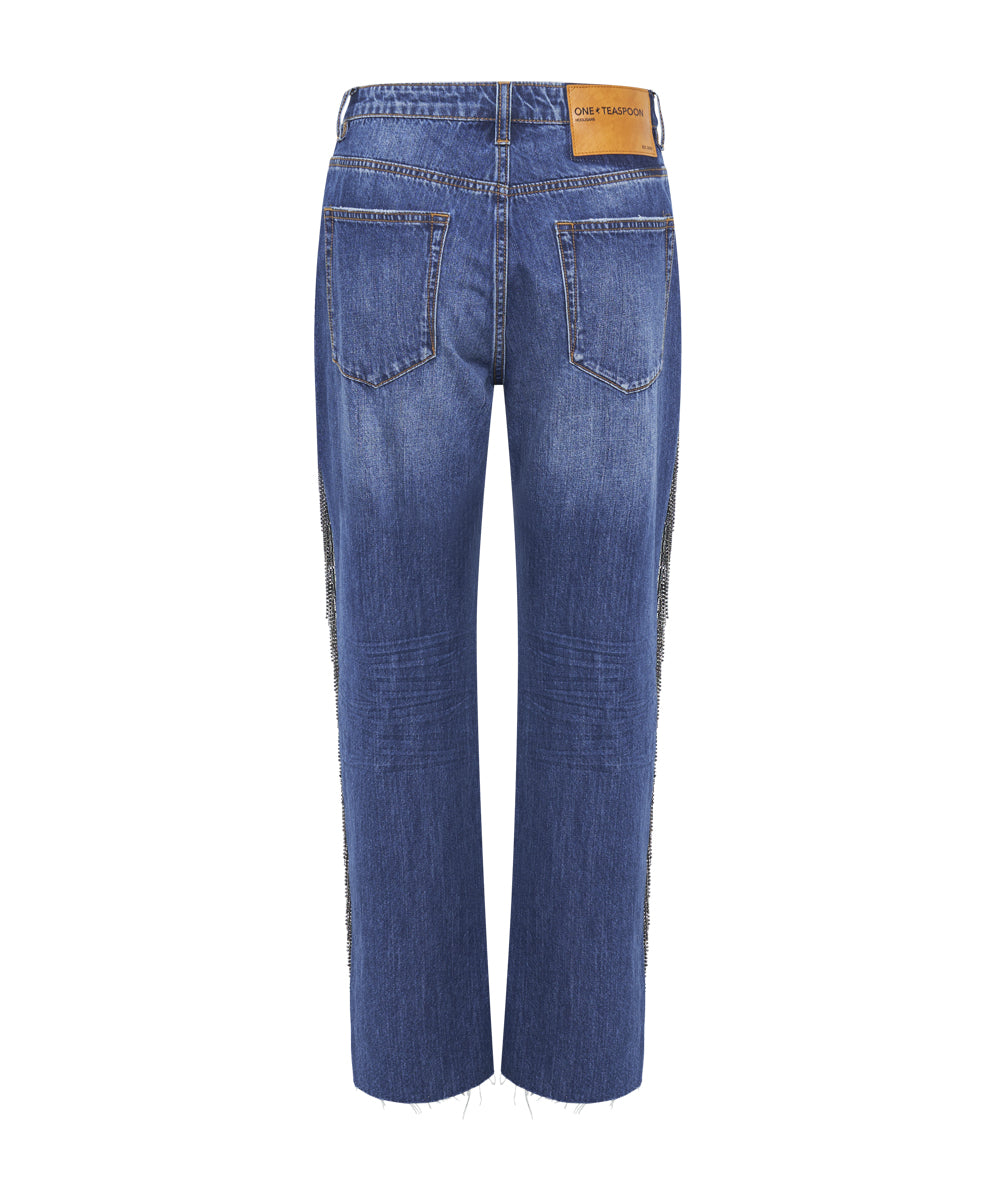 Hooligans Low Waist Relaxed Straight Leg Denim Jeans | Blue Moon