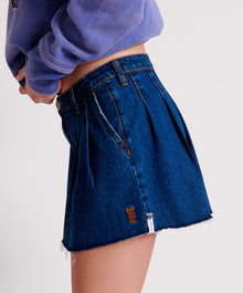 Pleated Micro Denim Mini Skirt | Blue Moon