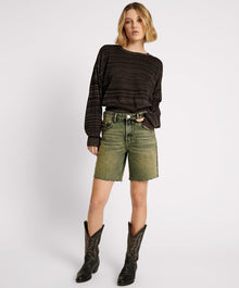 Jackson Mid Waist Wide Leg Shorts | Black Khaki