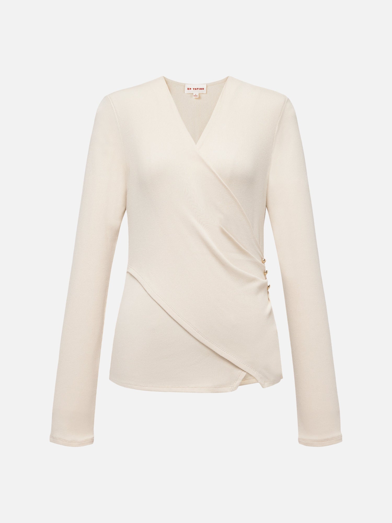 V-Neck Slim-Fit Slimming Top | Beige