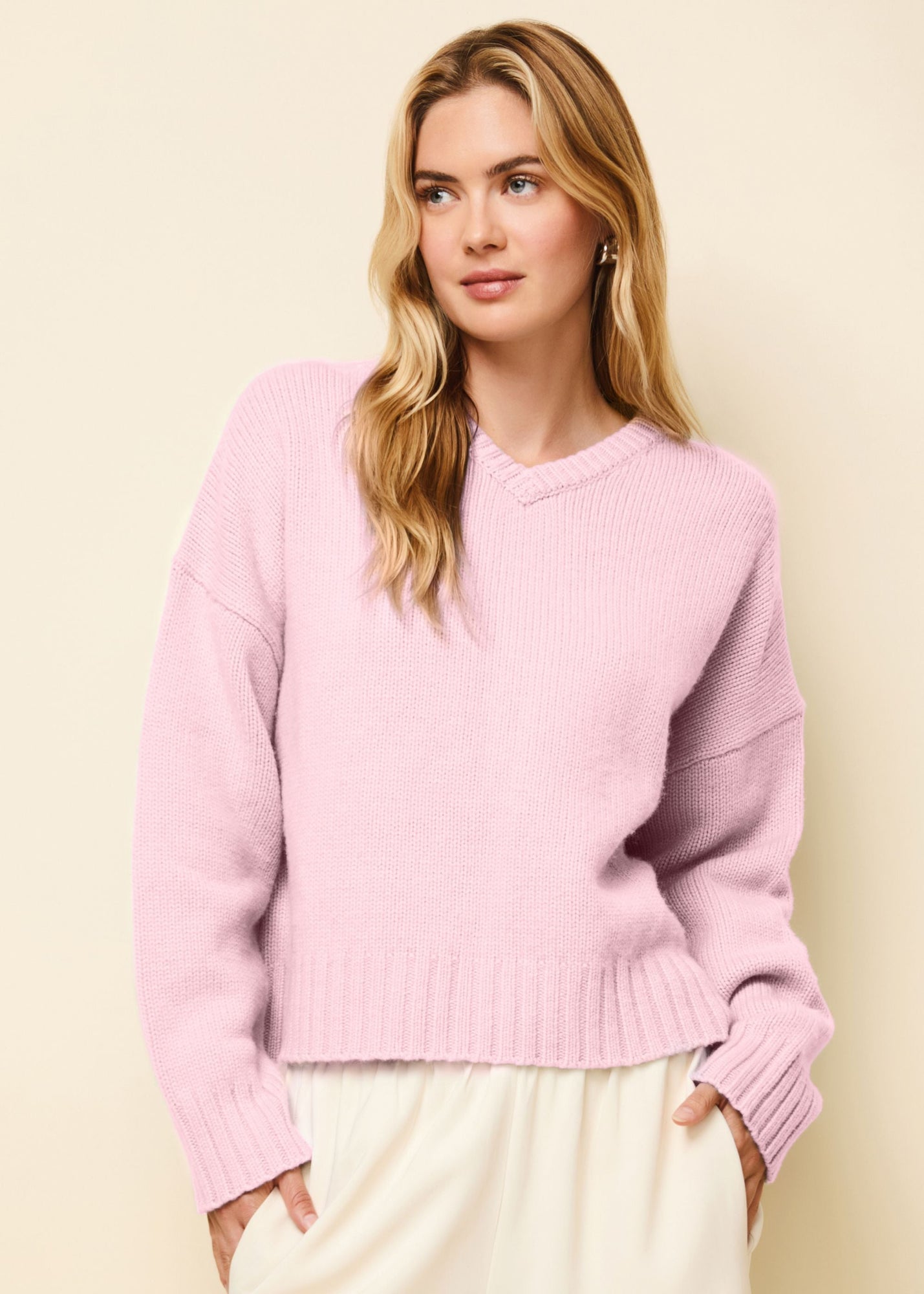 Reva Cashmere Sweater Carnation Pink - Solid & Striped