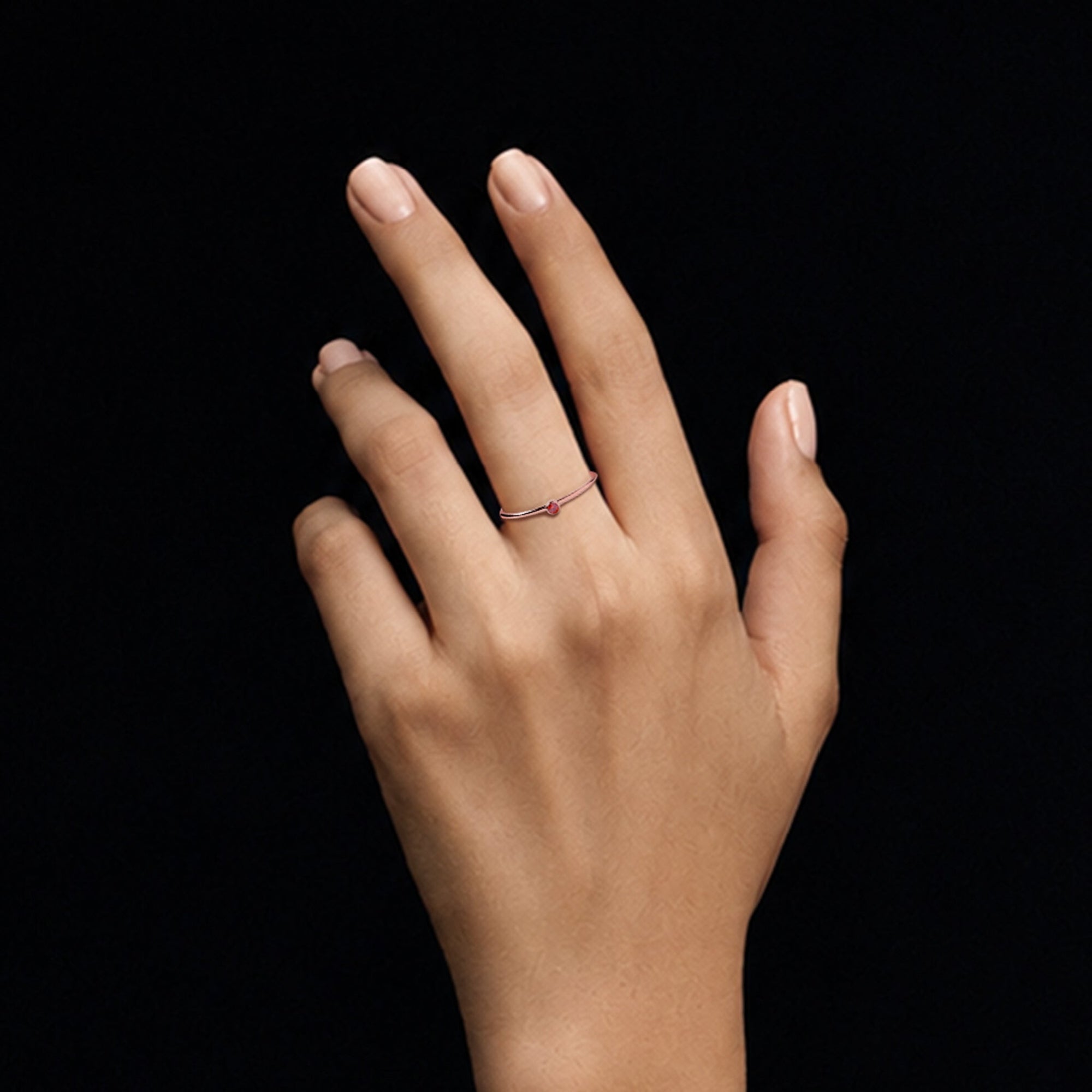 Dot Ring | 14K Rose Gold-Filled | Red Cubic Zirconia