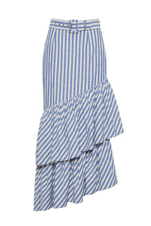 Terra Skirt | Ivory Blue Striped Seersucker