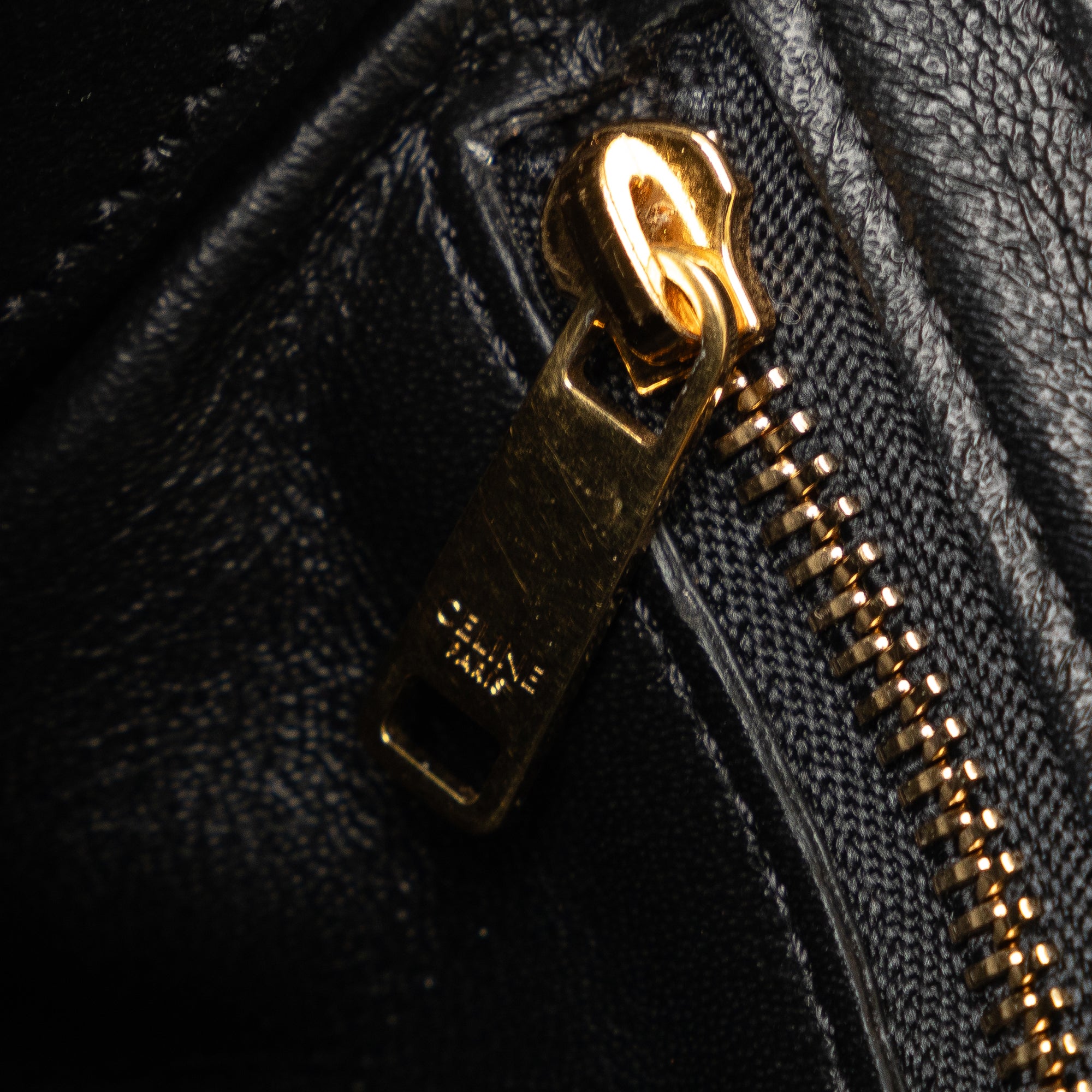 Celine | Pre-Owned Small C Striped Leather Bag | Black