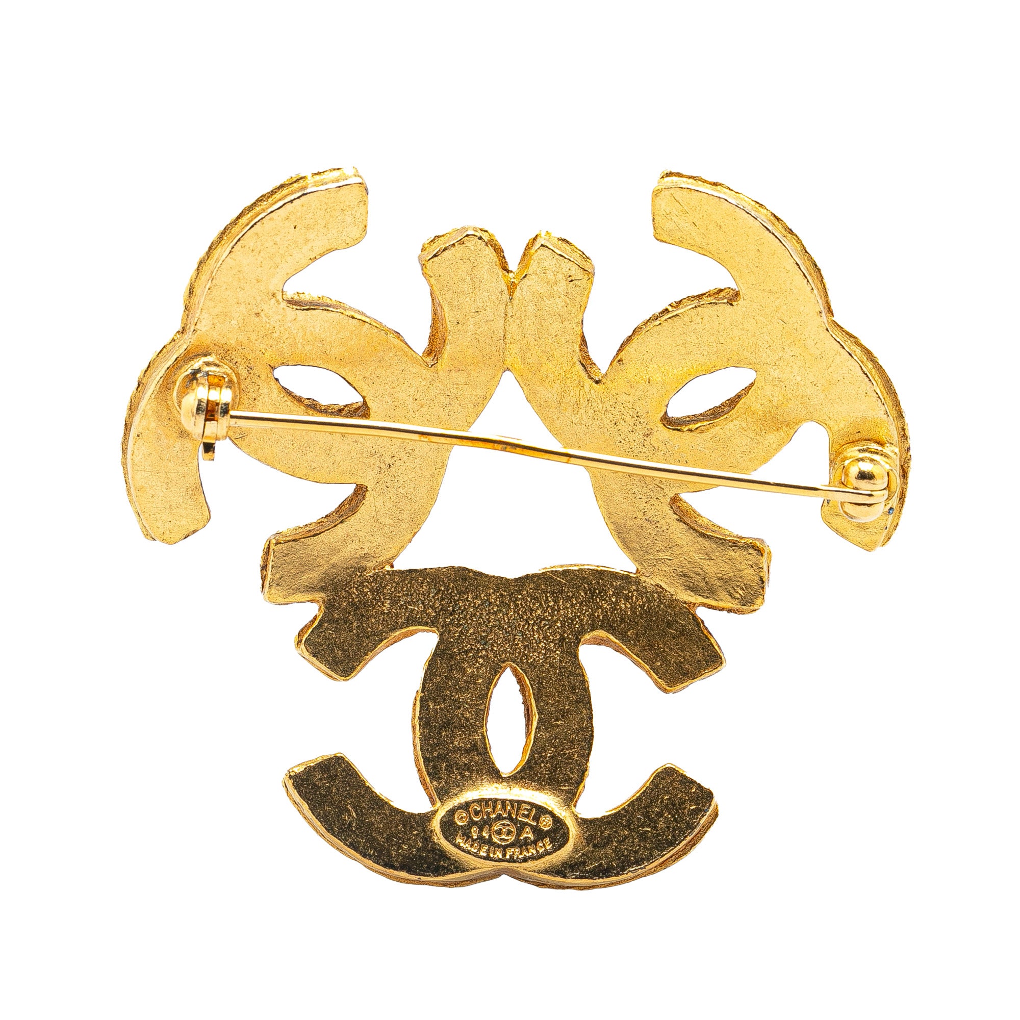 Chanel | Pre-Owned Gold Plated Triple CC Brooch | Gold