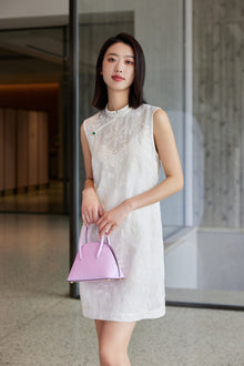 Silk Embroidered Dress | White