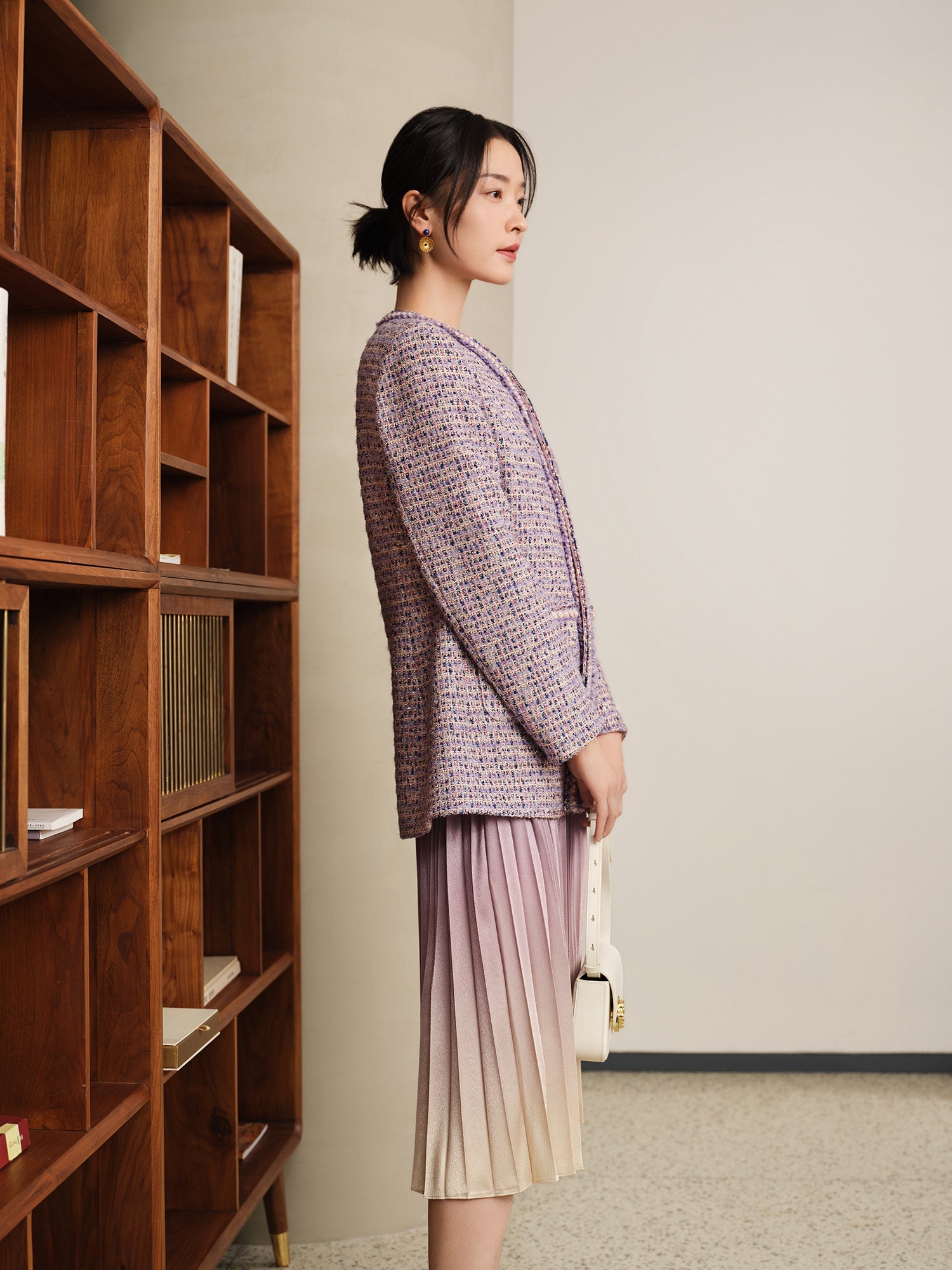 Tweed Parisian-Style Coat | Purple