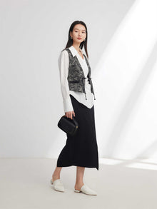 Chinese-Style Embroidered Short Vest | Black
