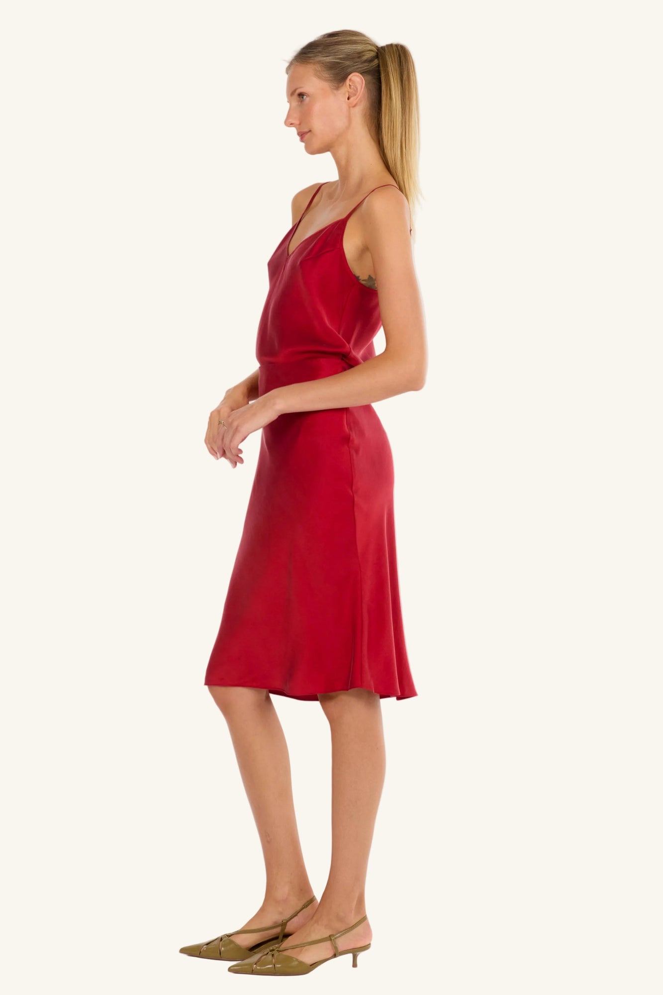 Lainey Midi Skirt | Orange Red
