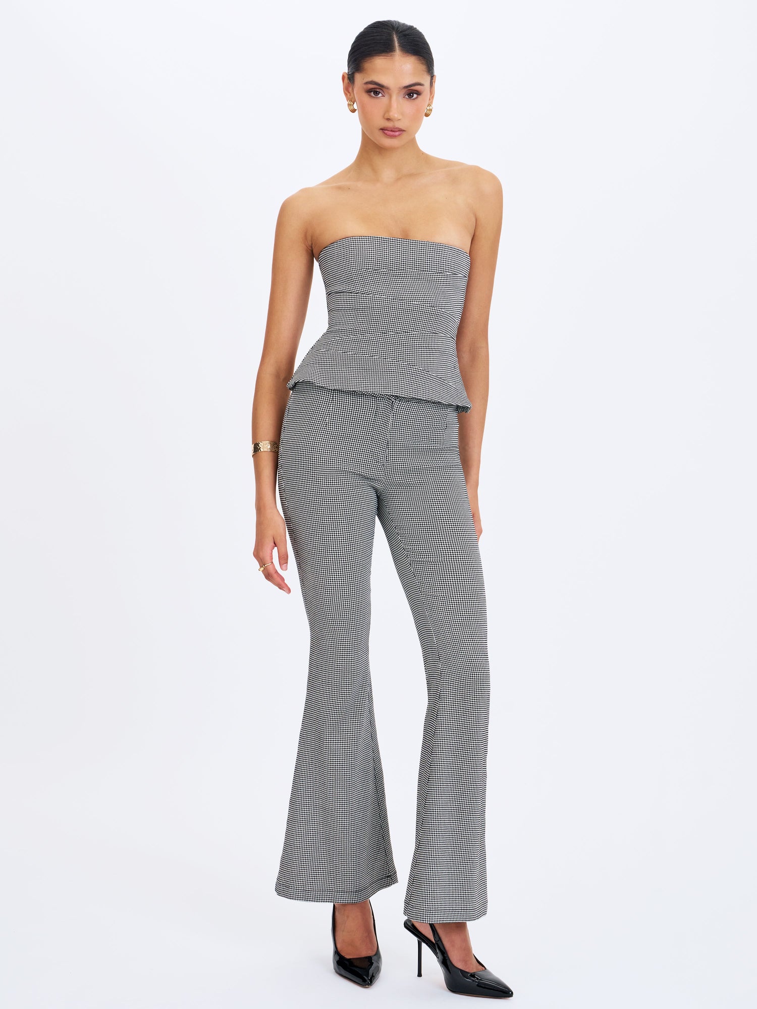 Ulli Flared Pants | Micro-Houndstooth