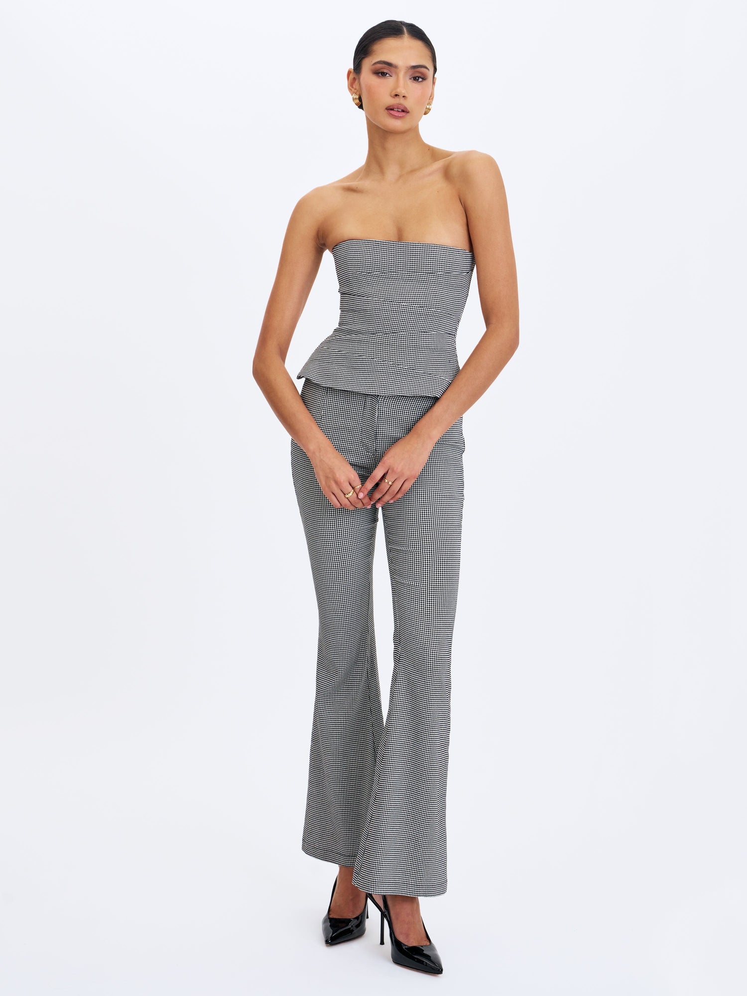 Ulli Flared Pants | Micro-Houndstooth