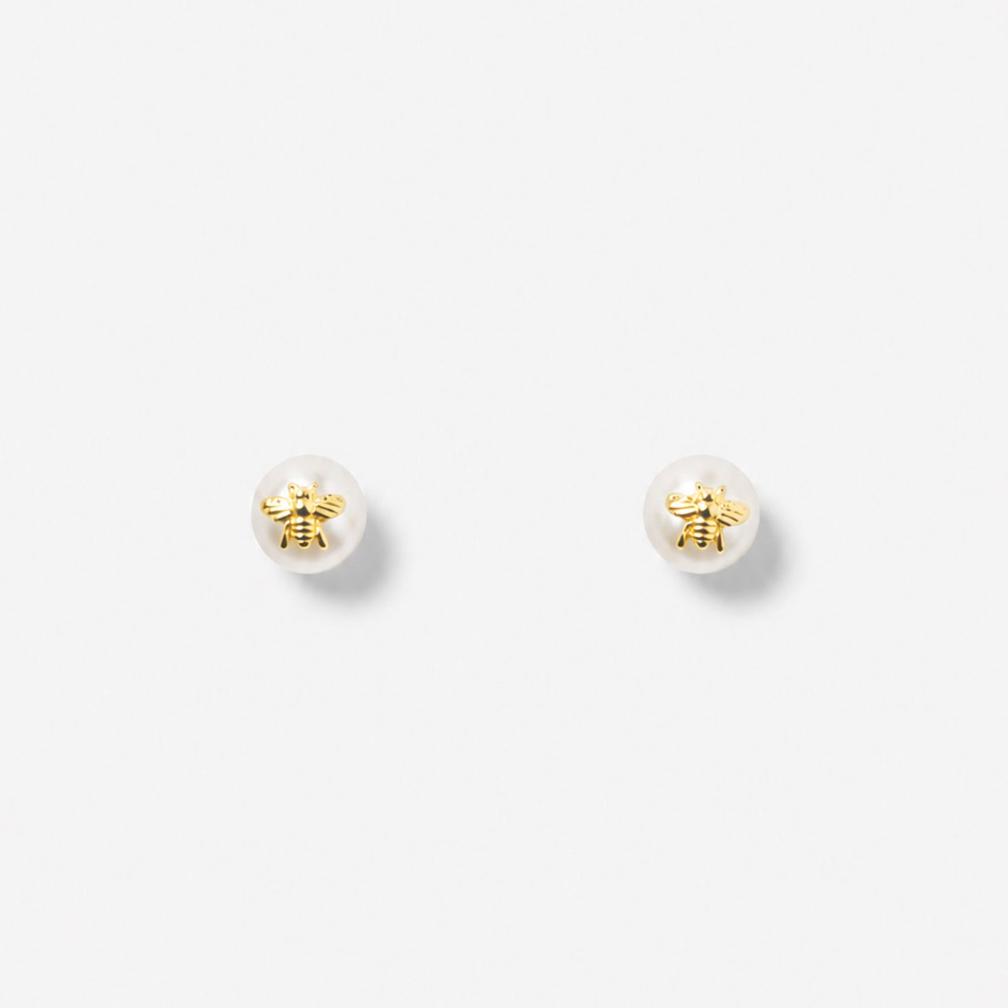 Bee Earrings | 18K Gold Plated on Sterling Silver | Freshwater Pearl