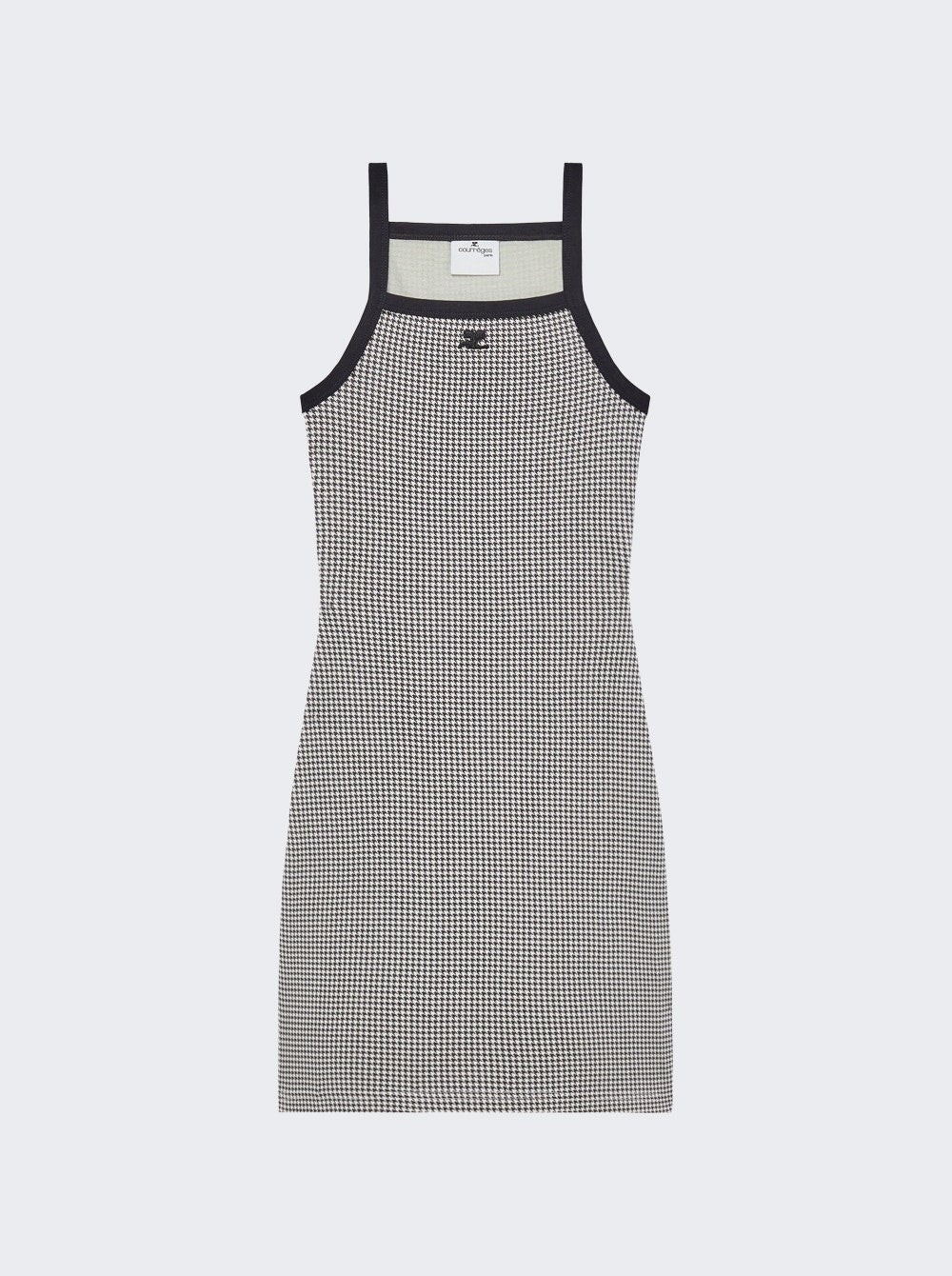 Women | Courrèges | Contrast Houndstooth Mini Dress White And Blck | Black