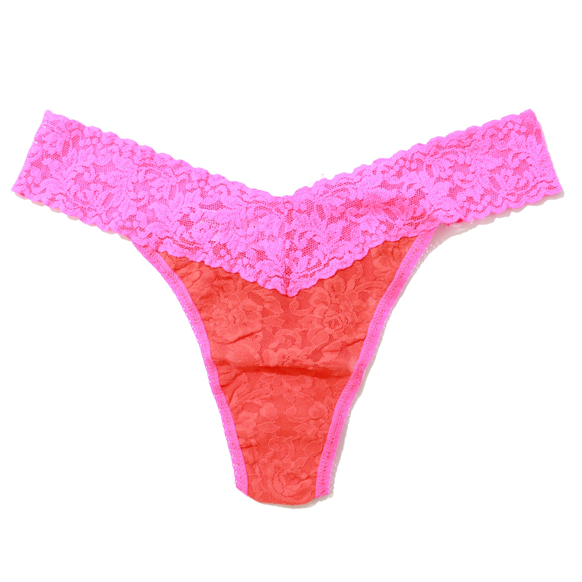 Signature Lace Original Rise Thong | Orange Sparkle/Atomic Pink