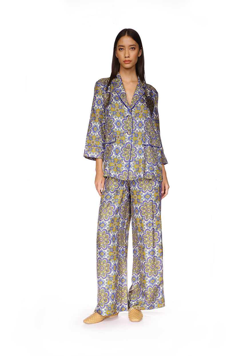 Venezia Silk Jacket | Scarf Medallion Blue