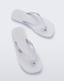 Womens | Sun Long Beach II Flip Flop | White/Glitter Clear