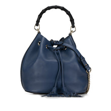 Gucci | Pre-Owned Leather Miss Bamboo Tassel Bucket Bag | Blue