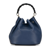 Gucci | Pre-Owned Leather Miss Bamboo Tassel Bucket Bag | Blue