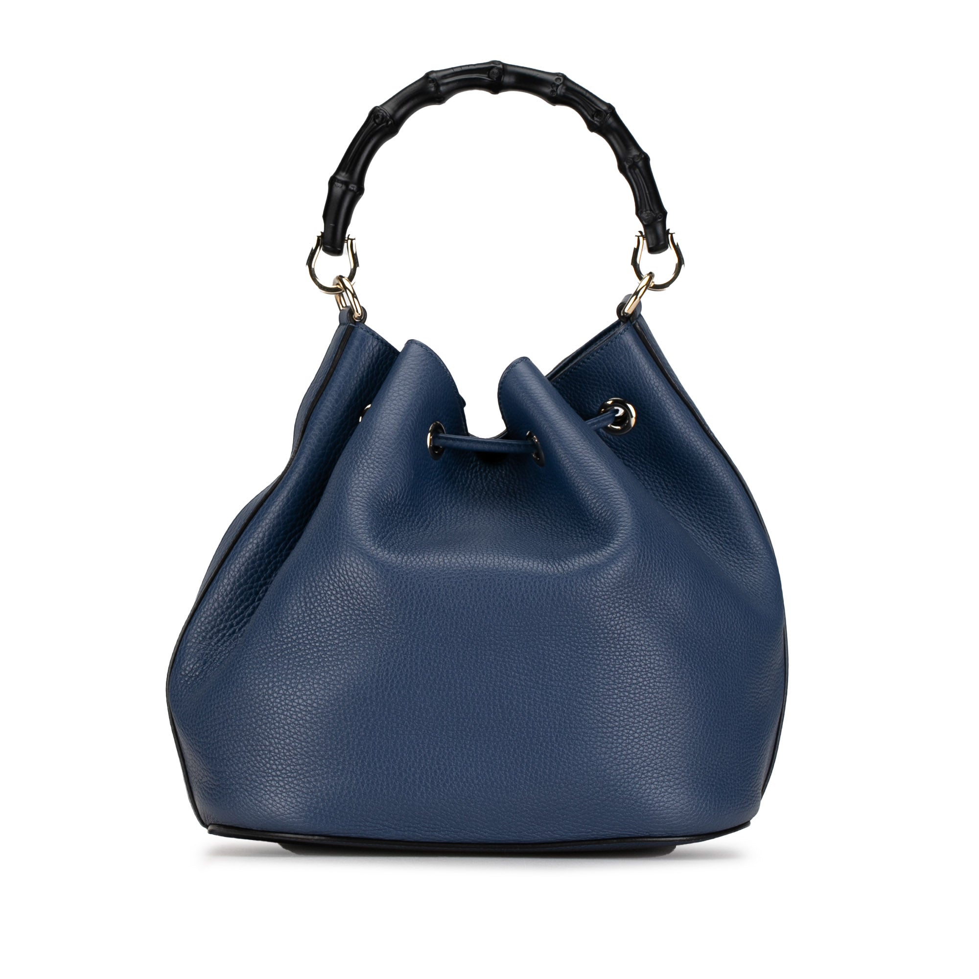 Gucci | Pre-Owned Leather Miss Bamboo Tassel Bucket Bag | Blue